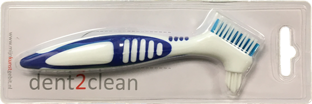 Protheseborstel Dent2Clean Blauw 20st