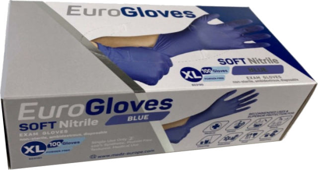 Eurogloves soft nitril poedervrij Blauw 100st XL