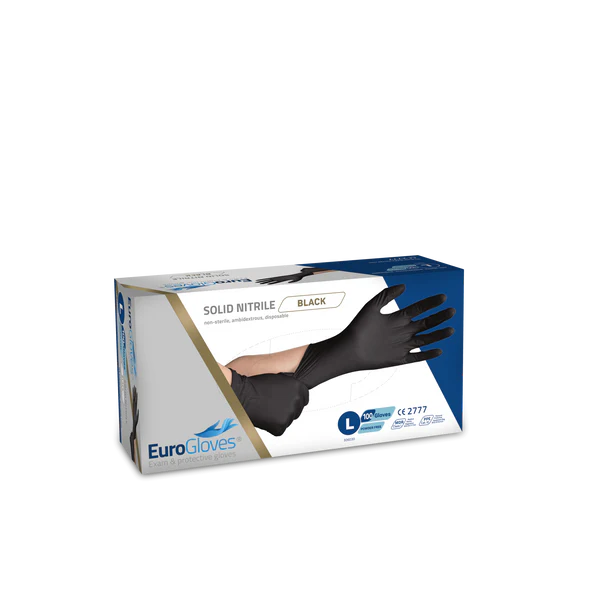 Eurogloves Solid Nitrile Handschoenen Zwart 100st L