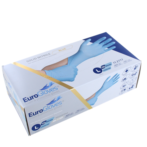 [9598215293] Eurogloves nitril poedervrij Blauw 100st L 