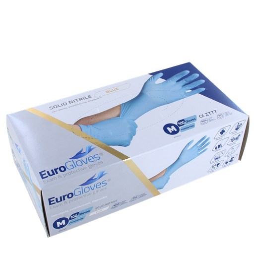 [9598215292] Eurogloves nitril poedervrij Blauw 100st M