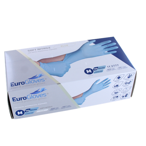 [9598215270] Eurogloves soft nitril poedervrij Blauw 100st M