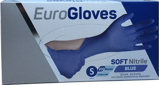 [9598215247] Eurogloves soft nitril poedervrij blauw 200st S